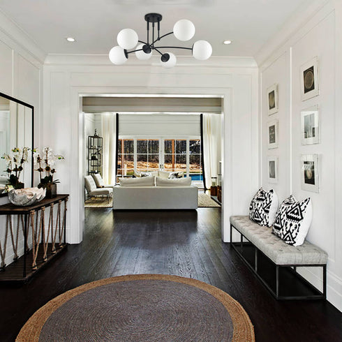 Industrial Farmhouse Globe Ceiling Chandelier Black